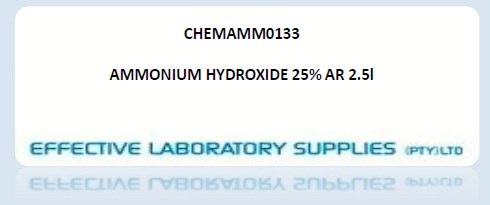 CHEMAMM0133 AMMONIUM HYDROXIDE 25% AR 2.5l - Image 1