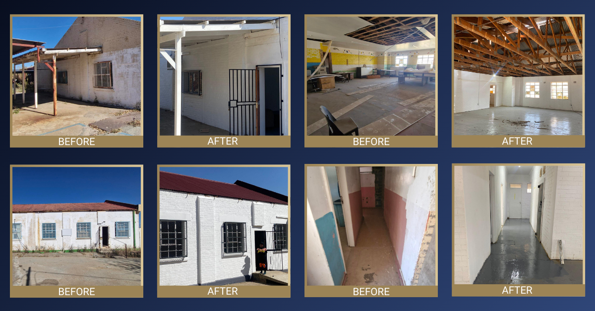Orkney Brownfields Laboratory Upgrade before and after photos for the China Africa Precious Metals (CAPM) mine.